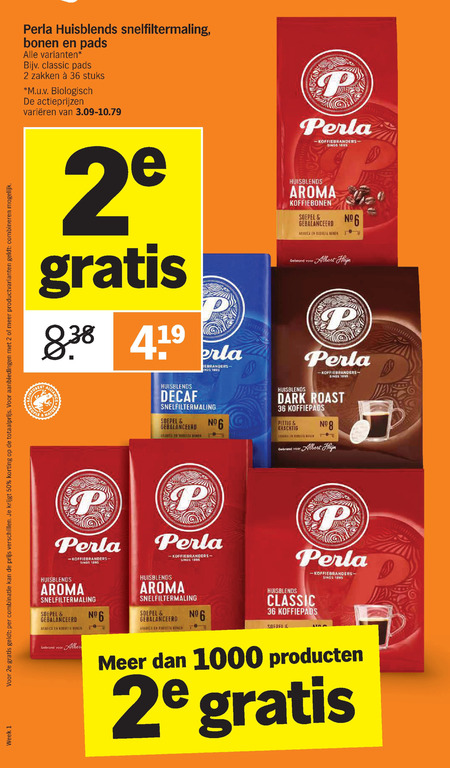 Perla   koffie, koffiebonen folder aanbieding bij  Albert Heijn - details