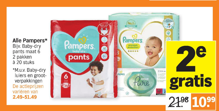 Pampers   luierbroekjes, luiers folder aanbieding bij  Albert Heijn - details