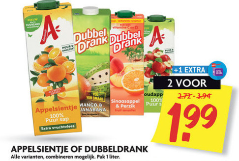 Dubbeldrank   fruitdrank folder aanbieding bij  Dekamarkt - details