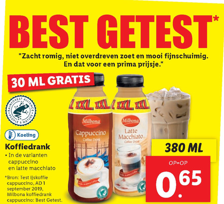 Milbona   ijskoffie folder aanbieding bij  Lidl - details