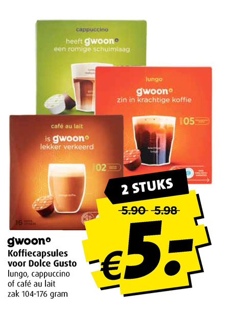 Gwoon   dolce gusto capsules folder aanbieding bij  Boni - details