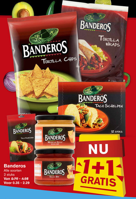 Banderos   taco, tortilla folder aanbieding bij  Hoogvliet - details