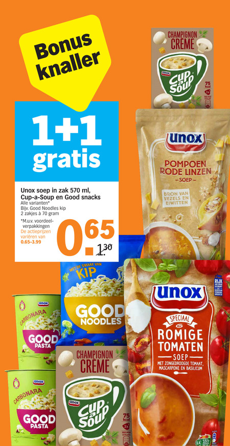 Unox   soep, noodles folder aanbieding bij  Albert Heijn - details