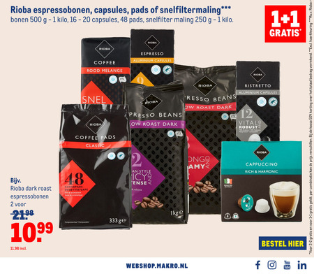 Rioba   koffiebonen, koffie folder aanbieding bij  Makro - details