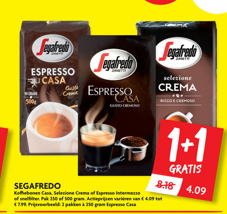 Segafredo   koffiebonen, koffie folder aanbieding bij  Dekamarkt - details