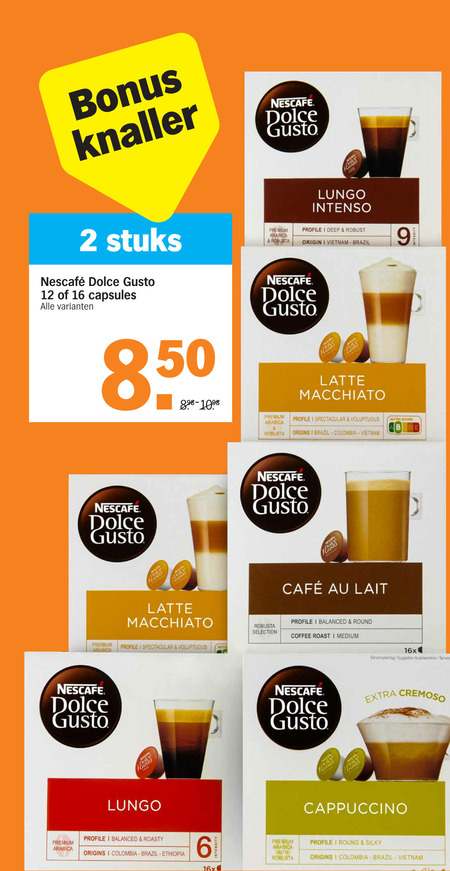 Nescafe   dolce gusto capsules folder aanbieding bij  Albert Heijn - details