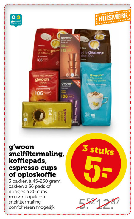 Gwoon   koffie, oploskoffie folder aanbieding bij  Coop - details