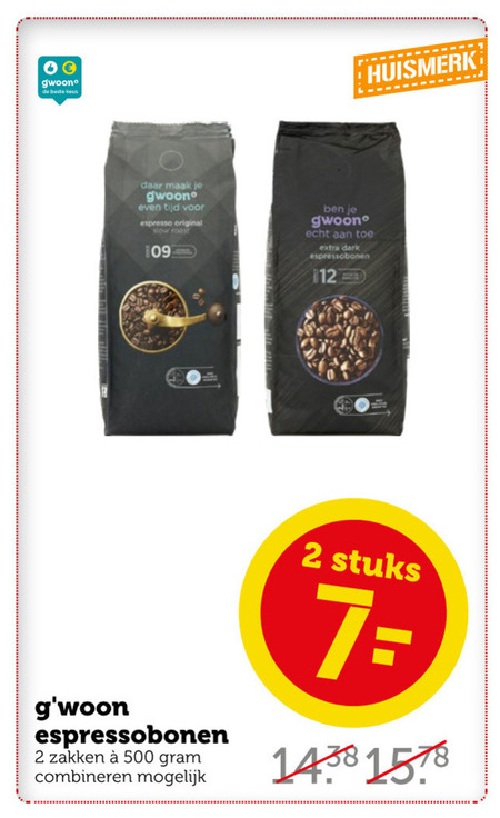 Gwoon   koffiebonen folder aanbieding bij  Coop - details