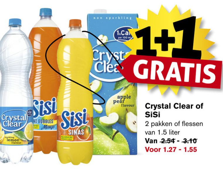 Crystal Clear   fruitdrank, frisdrank folder aanbieding bij  Hoogvliet - details