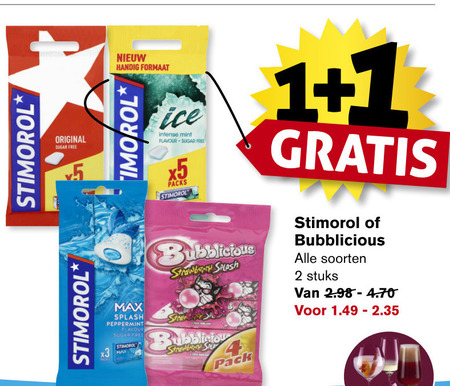 Bubblicious   kauwgom folder aanbieding bij  Hoogvliet - details