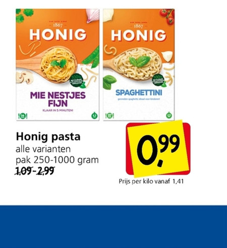 Honig   spaghetti, mie folder aanbieding bij  Jan Linders - details