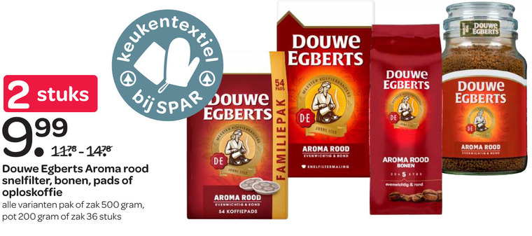 Douwe Egberts   koffie, koffiebonen folder aanbieding bij  Spar - details