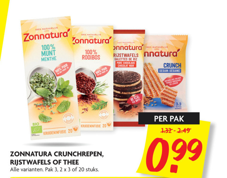 Zonnatura   mueslireep, rijstwafels folder aanbieding bij  Dekamarkt - details