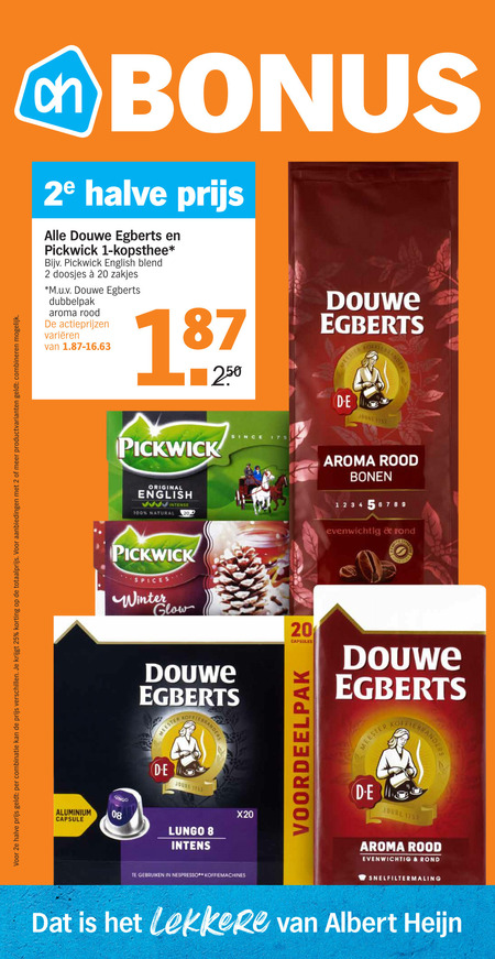 Douwe Egberts   koffie, koffiebonen folder aanbieding bij  Albert Heijn - details