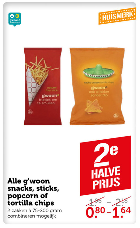 Gwoon   chips, popcorn folder aanbieding bij  Coop - details