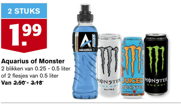 Monster   energiedrank, sportdrank folder aanbieding bij  Hoogvliet - details