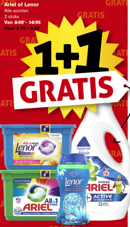 Lenor   wasmiddel folder aanbieding bij  Hoogvliet - details