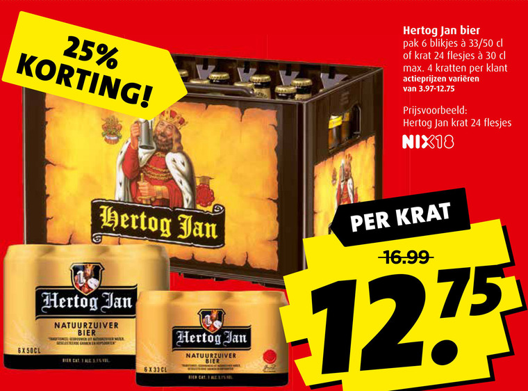 Hertog Jan krat bier, blikje bier folder aanbieding bij Boni details