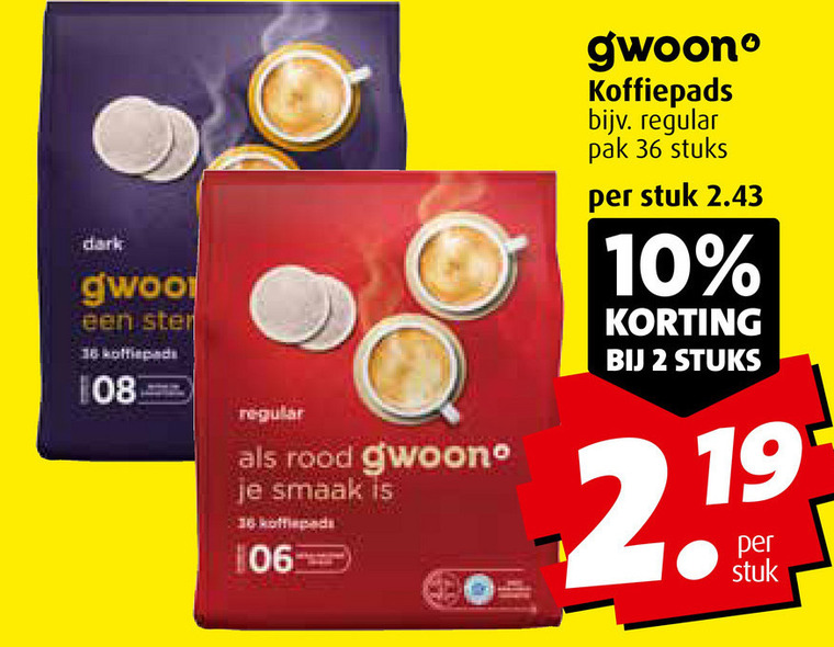 Gwoon   koffiepad folder aanbieding bij  Boni - details