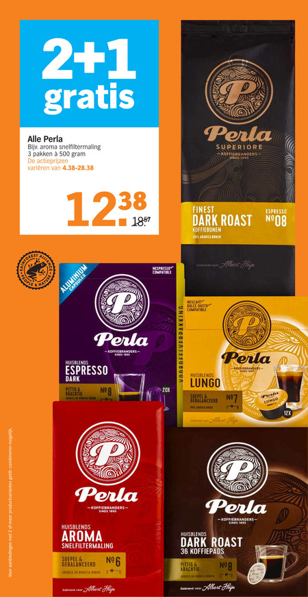 Perla   koffiebonen, koffie folder aanbieding bij  Albert Heijn - details