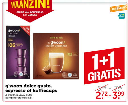 Gwoon   dolce gusto capsules, koffiecups folder aanbieding bij  Coop - details