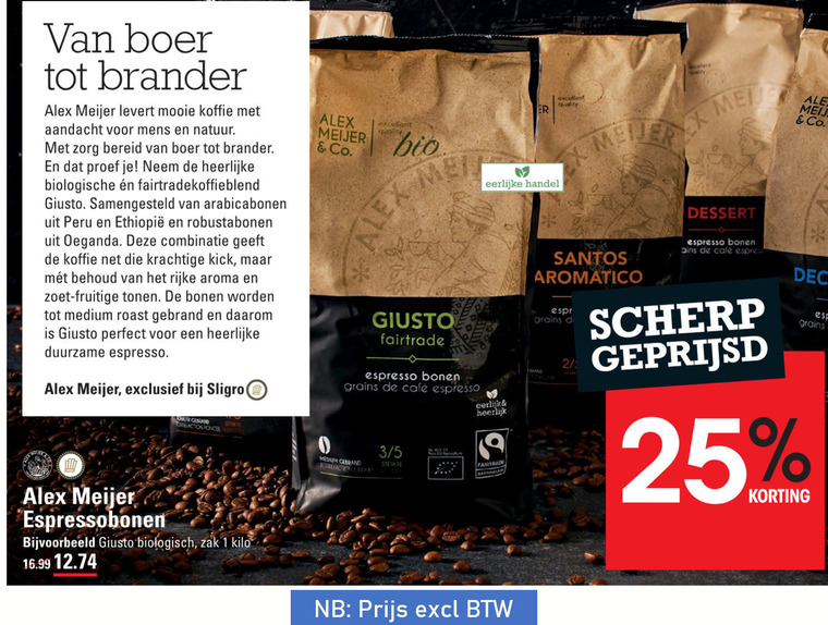 Alex Meijer   koffiebonen folder aanbieding bij  Sligro - details