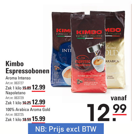 Kimbo   koffiebonen folder aanbieding bij  Sligro - details