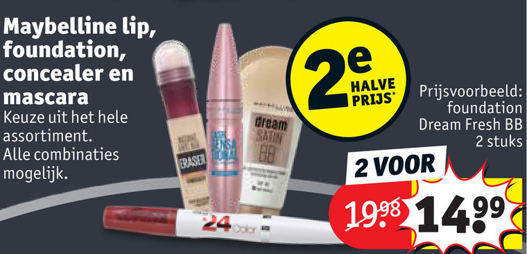 Maybelline   lipstick, foundation folder aanbieding bij  Kruidvat - details