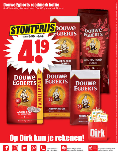 Douwe Egberts   koffiebonen, koffie folder aanbieding bij  Dirk - details