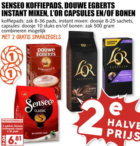 Douwe Egberts L Or   koffiepad, koffiebonen folder aanbieding bij  MCD Supermarkt Basis - details