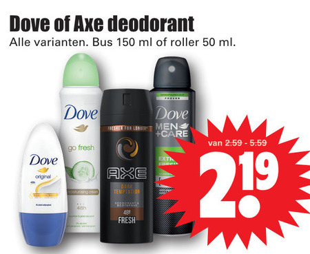 Axe   deodorant folder aanbieding bij  Dirk - details