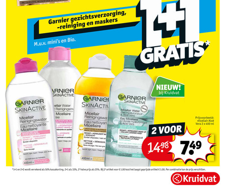 Garnier Skin Active   gezichtsreiniging, gezichtsmasker folder aanbieding bij  Kruidvat - details