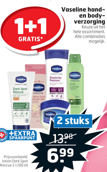 Vaseline   bodylotion, handcreme folder aanbieding bij  Trekpleister - details