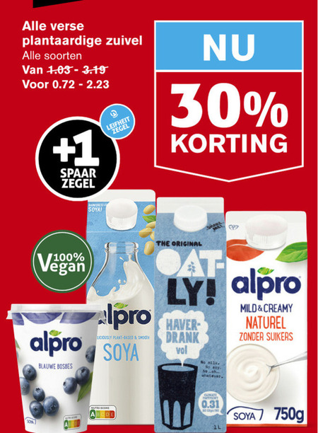 Alpro   soja melk folder aanbieding bij  Hoogvliet - details