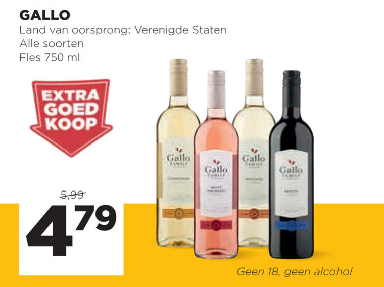 Gallo rode wijn, witte wijn folder aanbieding bij Jumbo details