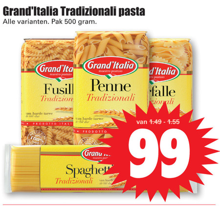 Grand Italia   spaghetti, pasta folder aanbieding bij  Dirk - details