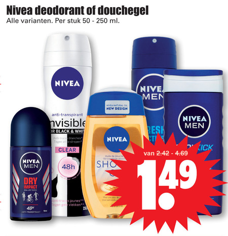 Nivea   douchegel, deodorant folder aanbieding bij  Dirk - details