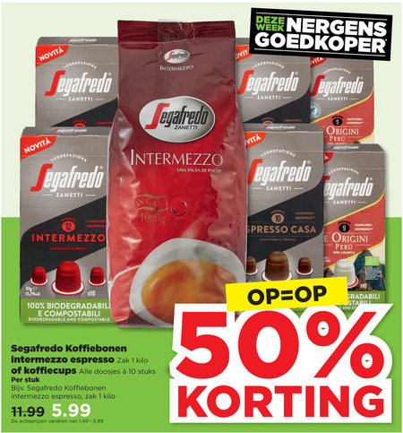 Segafredo   koffiecups, koffiebonen folder aanbieding bij  Plus - details