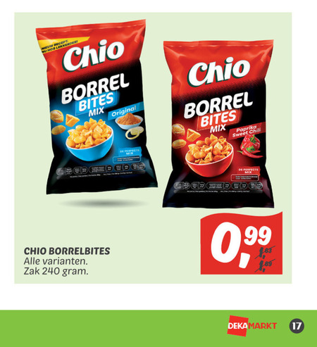 Chio   borrelnootjes folder aanbieding bij  Dekamarkt - details