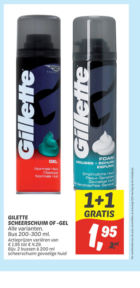 Gillette   scheergel, scheerschuim folder aanbieding bij  Dekamarkt - details