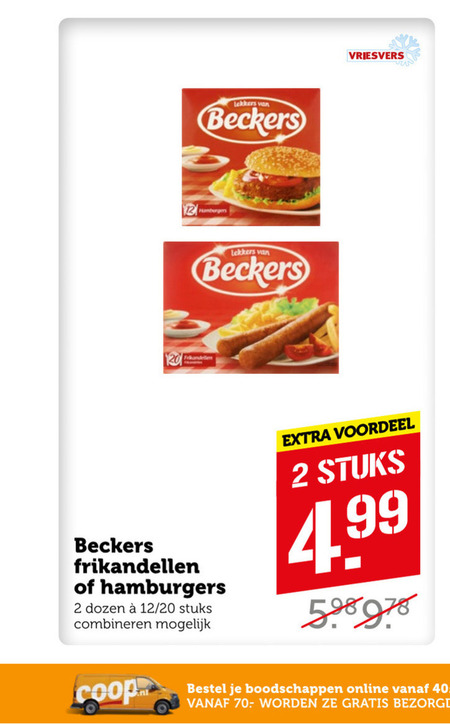 Beckers   hamburger, frikandellen folder aanbieding bij  Coop - details