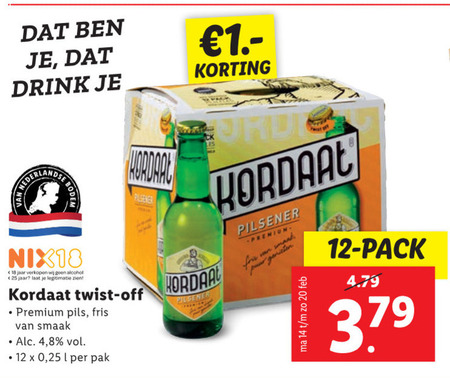 Kordaat   flesje bier folder aanbieding bij  Lidl - details