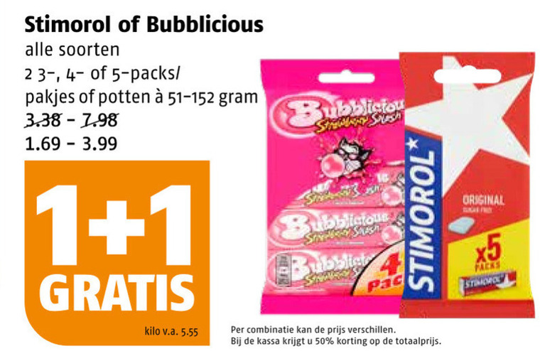 Bubblicious   kauwgom folder aanbieding bij  Poiesz - details