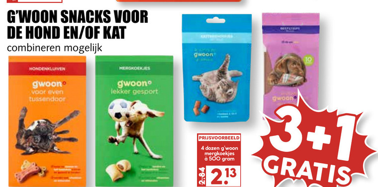 Gwoon   kattensnacks, hondensnacks folder aanbieding bij  MCD Supermarkt Basis - details