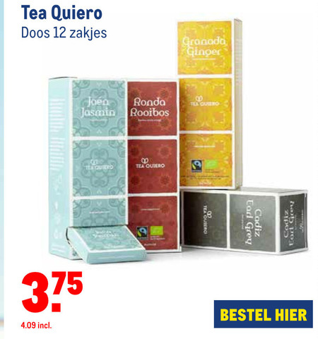 Tea Quiero   thee folder aanbieding bij  Makro - details