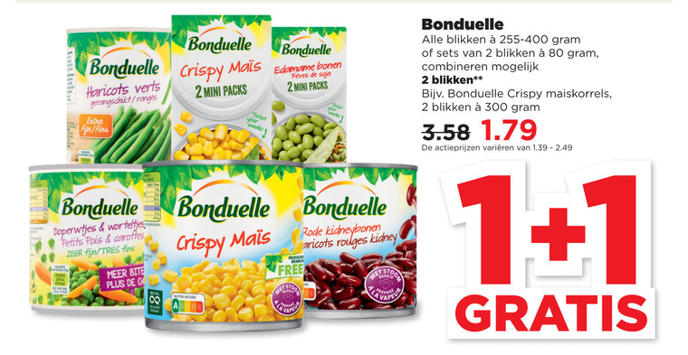 Bonduelle   groenteconserven folder aanbieding bij  Plus - details