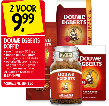 Douwe Egberts   koffiebonen, oploskoffie folder aanbieding bij  Jan Linders - details