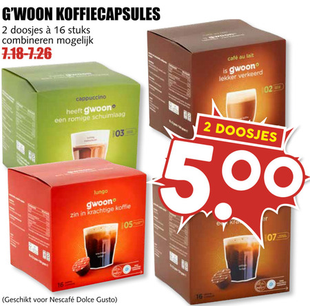 Gwoon   dolce gusto capsules folder aanbieding bij  MCD Supermarkt Basis - details