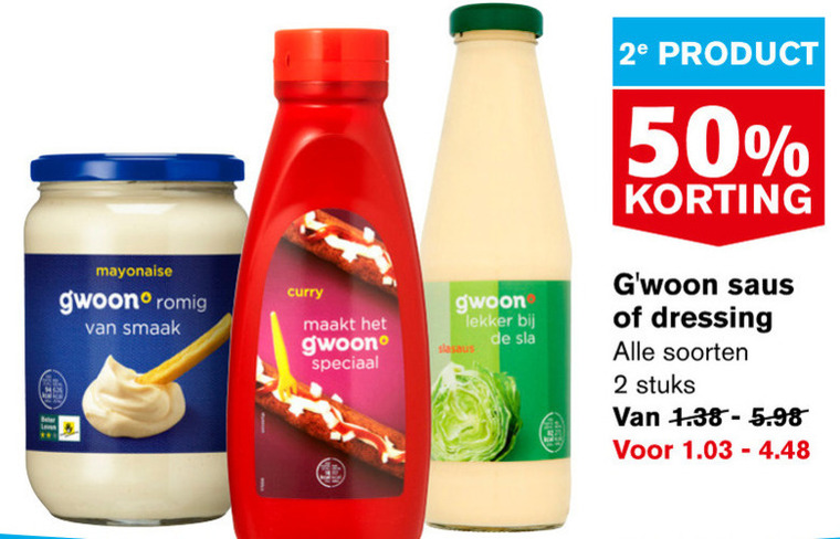 Gwoon   mayonaise, dressing folder aanbieding bij  Hoogvliet - details