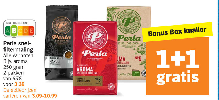 Perla   koffie folder aanbieding bij  Albert Heijn - details